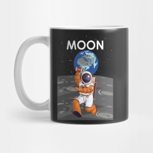 Moon American Football Playing Astronaut Space Travel Poster Mug